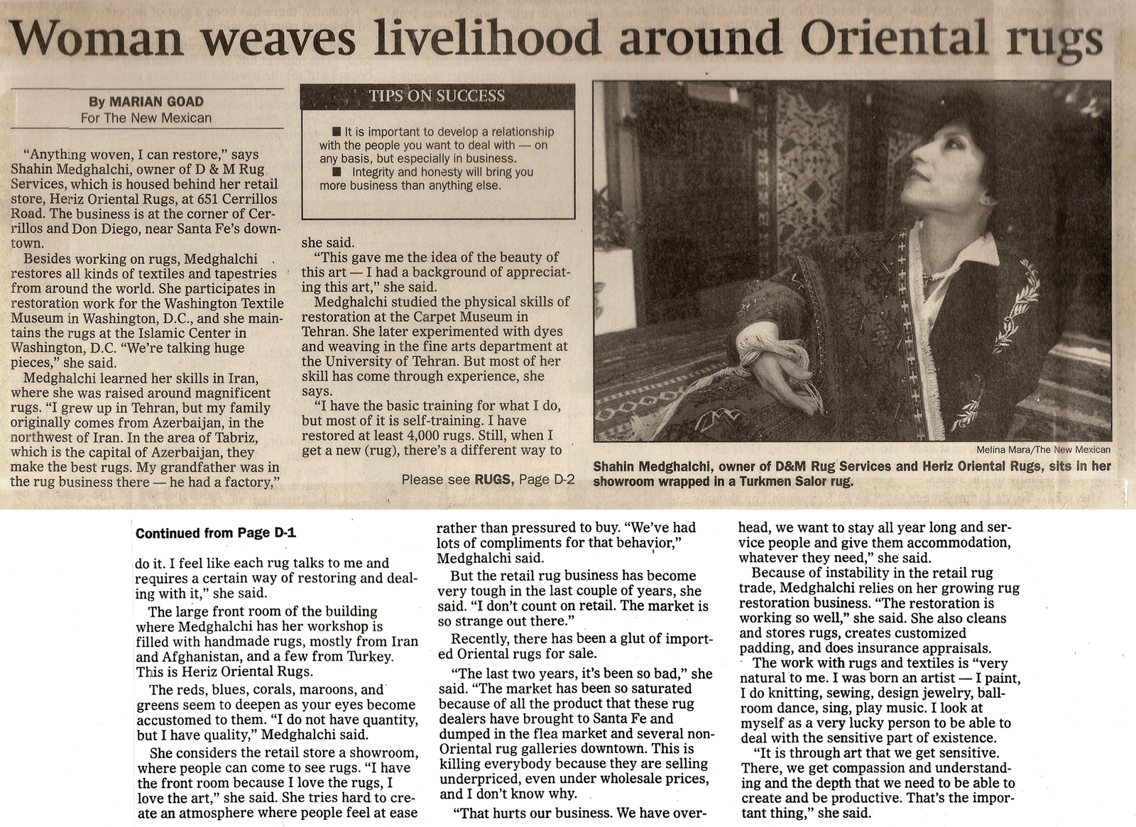 Woman Weaves Livelihood Around Oriental rugs